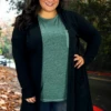 63 OT-F {Worth A Mention} Black Cardigan W/Pockets PLUS SIZE 1X 2X 3X