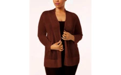 OT-A M-109 {Alfani} Dark Fudge Cardigan Retail $65.50 PLUS SIZE 3X