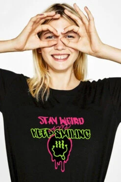 52 GT {Stay Weird And Keep Smiling} SALE! Black Graphic Tee PLUS SIZE 1X 2X 3X -Curvy Chic Boutique cb27c8de b231 4b39 a169 677be58a8341