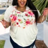 11 HD-D {Floral Influence| Ivory SALE!! Floral Grey Stripe Hoodie PLUS SIZE 1X 2X 3X -Curvy Chic Boutique floralinfluence