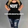GT-G {NOPE} Short Sleeve Black Stretchy Graphic Tee -Curvy Chic Boutique gt g black short sleeve raglan printed nope top graphic curvy boutique plus size clothing 124