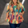 12 PSS {Somebody To Love} SALE! Multi-Color Print Ruffle Hem Top EXTENDED PLUS SIZE 1X 2X 3X 4X 5X 6X -Curvy Chic Boutique image 03092035 558d 43f1 a07b 2e40a3c2b14d