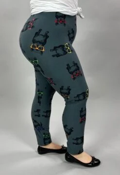 LEG-29 {Cool Pups} Dogs W/Glasses Printed Leggings E XTENDED PLUS SIZE