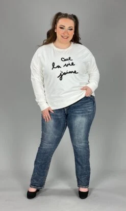 GT-L {That Is The Life I Love} Ivory Sweatshirt Black Stitching SALE!!! -Curvy Chic Boutique image 0550487f 7d26 4eaf af4e 4653888108d4