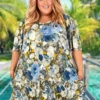 34 PSS-G {The Lady Blue} Blue Floral V-Neck Dress EXTENDED PLUS SIZE 3X 4X 5X -Curvy Chic Boutique image 0632baca 731b 48b7 bde5 4e62b6f70ab4