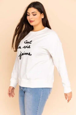 GT-L {That Is The Life I Love} Ivory Sweatshirt Black Stitching SALE!!! -Curvy Chic Boutique image 06bb6157 3ced 4c5b a86b 12665fd7d305