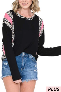 24 CP-L {Lucky In All} Black Pink Leopard Detail Top PLUS SIZE XL 2X 3X -Curvy Chic Boutique image 0a75b4ef 8314 4d71 a10a e3f05a747cd8