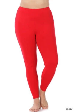 LEG-76 {Bend My Way} Red "Butter Soft" Full Length Leggings PLUS SIZE 1X 2X 3X