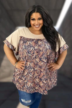 85 Or 70 CP {Fantastic Paisley} Taupe/Navy Paisley Print Top EXTENDED PLUS SIZE 3X 4X 5X -Curvy Chic Boutique image 0dfc862f cc5e 418b 99c8 5a949b8a4c9d