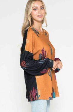 28 OR 37 PLS-A {Cactus Fever} Mustard Print Top SALE!! PLUS SIZE 1X 2X 3X -Curvy Chic Boutique image 0e3468cd 939f 4b98 af1e ae1ade3a4a9e