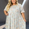 70 PSS-F {Unlock The Elegance} SALE! Blue Floral Babydoll Dress CURVY BRAND!!! EXTENDED PLUS SIZE 3X 4X 5X 6X