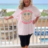 30 GT-B (Beach More) Pink Smiley Face Graphic Tee PLUS SIZE 1X 2X 3X -Curvy Chic Boutique image 0f514ef7 bf62 498d 9694 b093099c556e