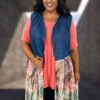 33 OT-Y {Time To Dress Up} Denim/Tropical Lace Vest PLUS SIZE XL 2X 3X -Curvy Chic Boutique image 120e3dda 53c0 450a bd52 dbcbd269a283