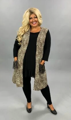 OT-Y{Winding Down} Leopard Vest *SALE* Black Stud Fringe Pockets