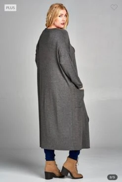 LD-Q {Class And Charm} Charcoal Long Duster W/Pockets PLUS SIZE XL 2X 3X -Curvy Chic Boutique image 12ee5c87 4e2e 4c8b b7e3 447793f7dc76