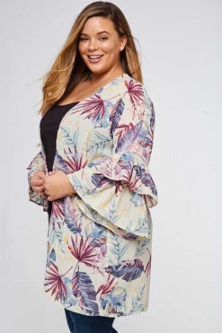OT-H {I'm On Beach Time} Sangria/Navy/Mustard Cardigan With Palm Leaf Design SALE!!! PLUS SIZE 1X 2X 3X -Curvy Chic Boutique image 141e8e52 ae99 4dce ad03 44a9d43af565