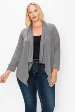 59 OR 58 OT-A [Thrilled To Be Here} Charcoal 3/4 Sleeve Cardigan PLUS SIZE 1X 2X 3X -Curvy Chic Boutique image 157104da abb0 4a17 9773 977de2c3e9e9