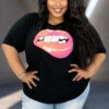 30 GT-F {Kiss Me} Black Pink Lip Graphic Tee PLUS SIZE 1X 2X 3X -Curvy Chic Boutique image 15f7a7fa 6efa 407b b94a e5ca7802848d