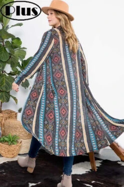 LD-U OR 53 OT-U {Realized Fun} Multi-Color Aztec Print Duster PLUS SIZE 1X 2X 3X -Curvy Chic Boutique image 181fe7de 961f 48bc 962d c4d5d9f9f54b