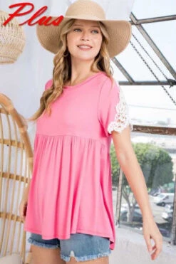 36 SD-B {Something Special} PINK *Babydoll Lace Sleeve Top SALE!!! PLUS SIZE 1X 2X 3X -Curvy Chic Boutique image 187de7ae e1ca 4e5e af78 2b38fe0ed0f0