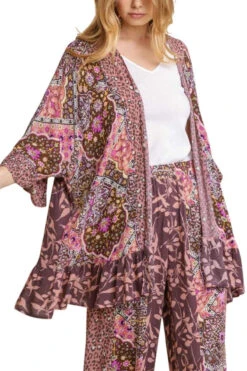 11 OT-C {Party Ready} Umgee SALE!! Dusty Pink Print Kimono PLUS SIZE XL 1X 2X