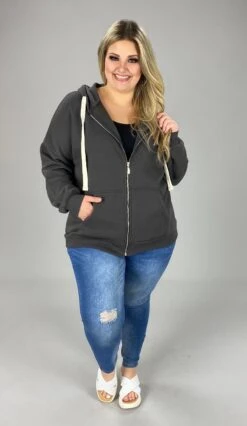 24 OR 20 OT-I {Warm & Fuzzy} ASH GREY Zip Jacket SALE!! PLUS SIZE 1X 2X 3X