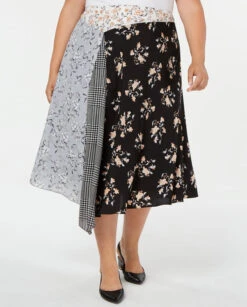 BT-Q M-109 {Calvin Klein} Mixed Print Asymmetrical Skirt SALE!!! RETAIL $99.50 PLUS SIZE 16W
