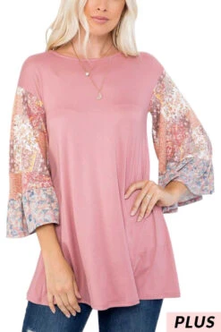 82 CP-J {Blessed And Happy} Mauve/Mixed Print Top PLUS SIZE 1X 2X 3X -Curvy Chic Boutique image 2178454b 2d1e 44e8 aaa1 de9d56a702c4