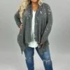 56 OR 34 OT-Q {Trending Up} Gray Holy Cardigan PLUS SIZE 1X 2X 3X