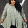 18 PQ {Blossom Bliss} Green Floral Asymmetrical Top EXTENDED PLUS SIZE 3X 4X 5X