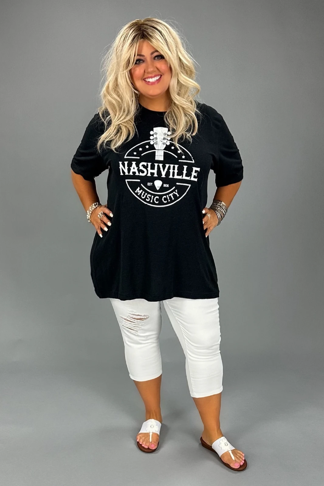 60 GT-A {Nashville Music City} Heather Black Graphic Tee PLUS SIZE 2X 3X