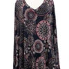 25 PLS {Cutest Catch} Black Mandala Print V-Neck Top PLUS SIZE XL 2X 3X