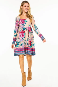 25 PLS-B {Be The Best You} Taupe Floral Tiered Dress PLUS SIZE 1X 2X 3X -Curvy Chic Boutique image 23f58f3a 5184 47b4 ba31 b0794e274058