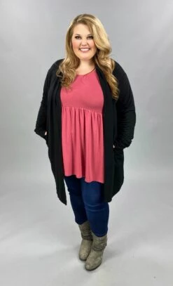 22 OT-A {Planned For This} Black Cardigan PLUS SIZE XL 2X 3X