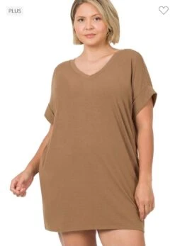 45 SSS-C {Simple Ease} Mocha V-Neck Tunic PLUS SIZE 1X 2X 3X -Curvy Chic Boutique image 255ea05d 7356 4b3e 9ef7 2f4dd9bce983
