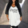 53 GT-A {Baseball Mama} White/Dk. Grey Graphic Tee PLUS SIZE 1X 2X 3X -Curvy Chic Boutique image 28913dff 8365 40e7 b1db 53f197d5d703