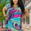 34 PSS-R {Happy Skies} Teal/Purple SALE!! Print Babydoll Dress PLUS SIZE XL 2X 3X -Curvy Chic Boutique image 2a616b3a 1c5c 41e9 9c3a 207d8bf31641