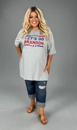 14 GT-F {Let's Go Brandon} Heather Grey Graphic Tee PLUS SIZE 3X