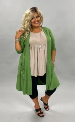 OT-Q {Free Falling} KIWI Slouchy Pocket Cardigan***SALE***