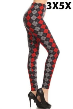 LEG-38 {Making Up} Red Argyle Print Full Length Leggings EXTENDED PLUS SIZE 3X/5X -Curvy Chic Boutique image 2de88c30 d615 413a ad15 2da8629ba4e1