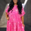28 PSS {For Someone Special} Pink/White Floral Tiered Dress PLUS SIZE XL 2X 3X -Curvy Chic Boutique image 2e88c97f f0e8 478e a470 aba85f28ec30