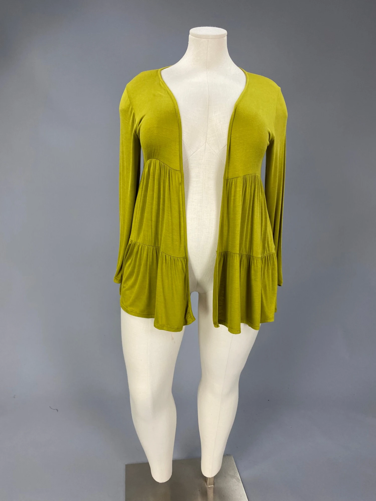 OT-C {Story Teller} Lightweight Avocado Layered Cardigan 4 OT-C {Story Teller} Lightweight Avocado Layered Cardigan - Image 2