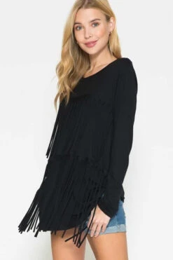 94 SLS-A {Midnight Party} Black Top W/Fringe PLUS SIZE 1X 2X 3X -Curvy Chic Boutique image 2eca6c9f 9749 4a29 8bbe 4e2fb851e6fb
