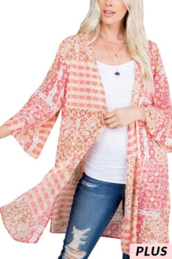 14 OT-Y {Beachside Cafe} SALE!! Coral Multi-Print Kimono PLUS SIZE XL 2X 3X -Curvy Chic Boutique image 2f2dfb2d 3e9a 4e47 9854 173d5428d6fa