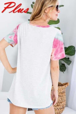87 CP-G {Keeping Honest} Heather Grey/Tie Dye Top PLUS SIZE 1X 2X 3X -Curvy Chic Boutique image 2ff5cb4c a756 4cb8 b681 9c6b3fc98900