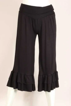 LEG- Or BT-H{Cute As Can Be} Black Double Ruffle Capri Pants Curvy Brand EXTENDED PLUS SIZE 1X 2X 3X 4X 5X 6X