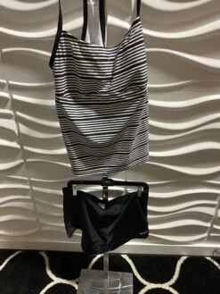 SWIM-F {Nike Swim} Black/White Stripe Two Piece Swimsuit SALE!!! PLUS SIZE XXL