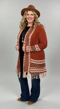 22 OR 35 OT-N {Whole Package} Rust/Tribal Print Cardigan PLUS SIZE 1X/2X 2X/3X