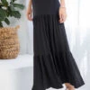 BT-D {Meant To Be Happy} Black Tiered Skirt PLUS SIZE 1X 2X 3X