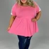 36 SD-B {Something Special} PINK *Babydoll Lace Sleeve Top SALE!!! PLUS SIZE 1X 2X 3X